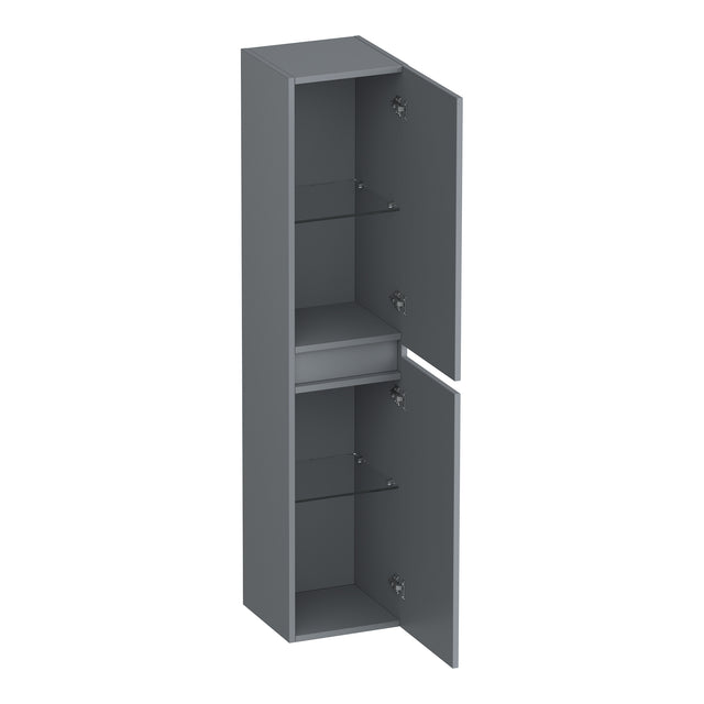 BRAUER Joy Wavy hoge kast 160 met 2 deuren greeploos links- of rechtsdraaiend mat grijs HK-JYW160MG