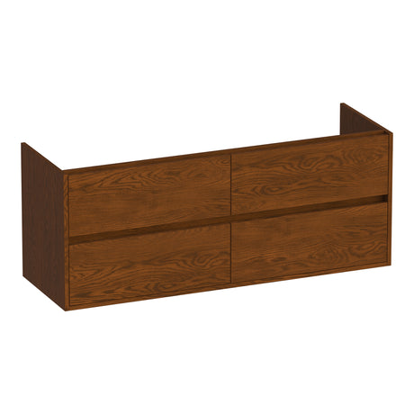 BRAUER Adore onderkast 140 met 4 softclose lades greeploos en 2 sifon uitsparingen lamellen eiken bruin OK-AR140LEB