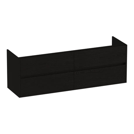 BRAUER Adore onderkast 160 met 4 softclose lades greeploos en 2 sifon uitsparingen Timber Black OK-AR160TB