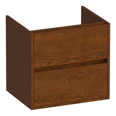 BRAUER Adore onderkast 60 met 2 softclose lades greeploos en 1 sifon uitsparing lamellen eiken bruin OK-AR60LEB