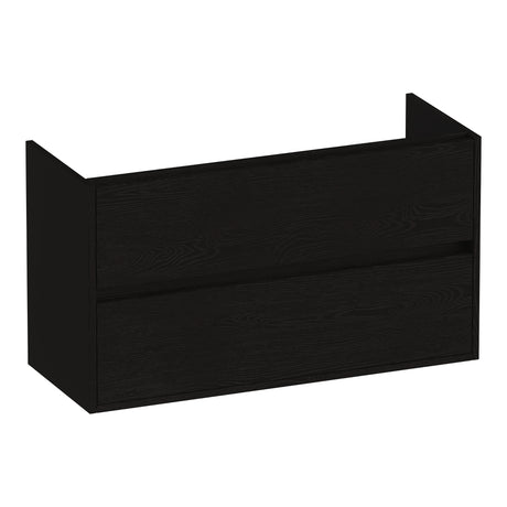 BRAUER Adore onderkast ondiep 100 met 2 softclose lades greeploos en 1 sifon uitsparing Timber Black OK-ARO100TB
