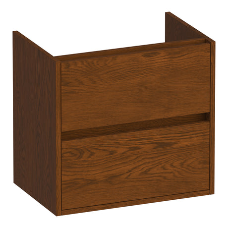 BRAUER Adore onderkast ondiep 60 met 2 softclose lades greeploos en 1 sifon uitsparing lamellen eiken bruin OK-ARO60LEB