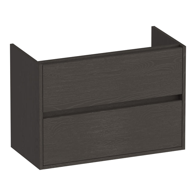 BRAUER Adore onderkast ondiep 80 met 2 softclose lades greeploos en 1 sifon uitsparing Timber Anthracite OK-ARO80TA