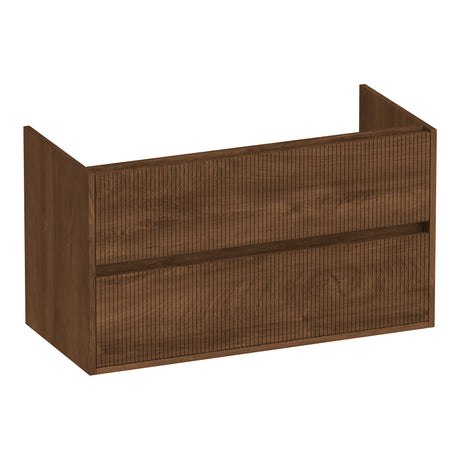 BRAUER Adore Wavy onderkast 100 met 2 softclose lades greeploos en 1 sifon uitsparing Forest Cacao OK-ARW100FC