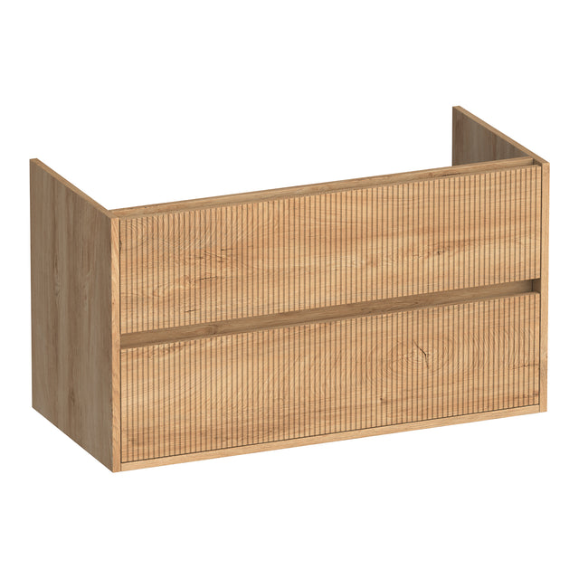 BRAUER Adore Wavy onderkast 100 met 2 softclose lades greeploos en 1 sifon uitsparing Forest Tan OK-ARW100FT