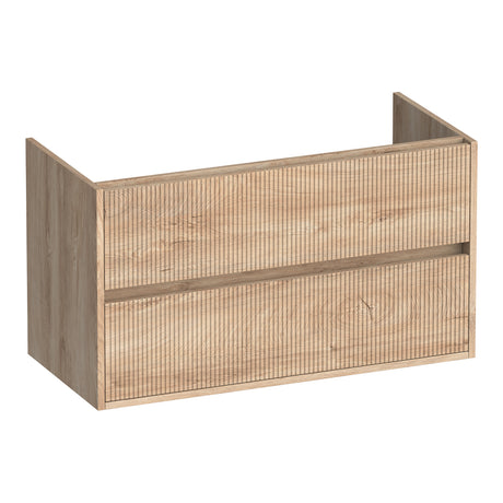BRAUER Adore Wavy onderkast 100 met 2 softclose lades greeploos en 1 sifon uitsparing Forest Wheat OK-ARW100FW