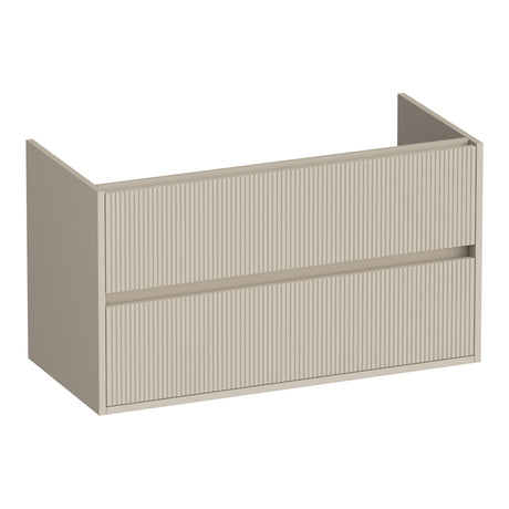 BRAUER Adore Wavy onderkast 100 met 2 softclose lades greeploos en 1 sifon uitsparing mat beige OK-ARW100MB