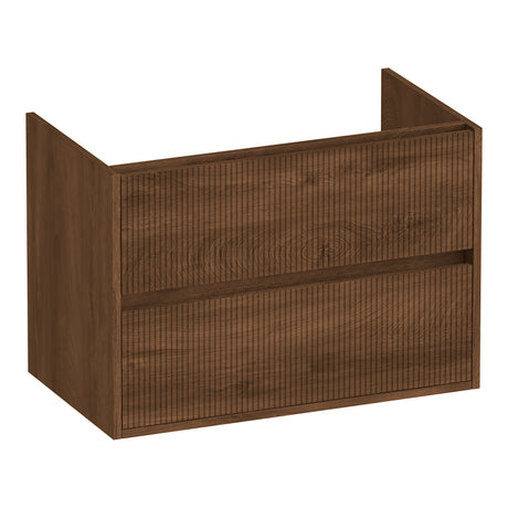 BRAUER Adore Wavy onderkast 80 met 2 softclose lades greeploos en 1 sifon uitsparing Forest Cacao OK-ARW80FC