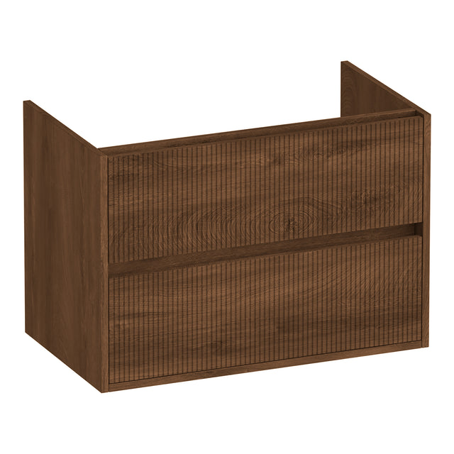 BRAUER Adore Wavy onderkast 80 met 2 softclose lades greeploos en 1 sifon uitsparing Forest Cacao OK-ARW80FC
