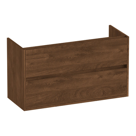 BRAUER Adore Wavy onderkast ondiep 100 met 2 softclose lades greeploos en 1 sifon uitsparing Forest Cacao OK-ARWO100FC