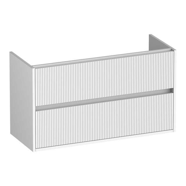 BRAUER Adore Wavy onderkast ondiep 100 met 2 softclose lades greeploos en 1 sifon uitsparing mat wit OK-ARWO100MW