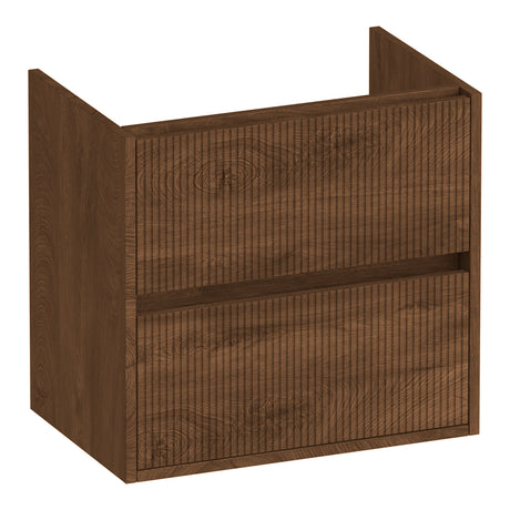 BRAUER Adore Wavy onderkast ondiep 60 met 2 softclose lades greeploos en 1 sifon uitsparing Forest Cacao OK-ARWO60FC