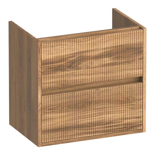 BRAUER Adore Wavy onderkast ondiep 60 met 2 softclose lades greeploos en 1 sifon uitsparing Honey OK-ARWO60HO