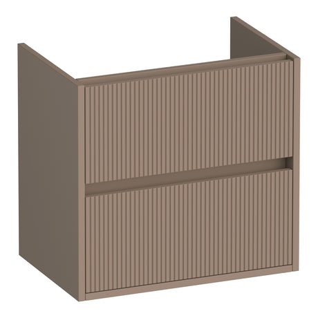 BRAUER Adore Wavy onderkast ondiep 60 met 2 softclose lades greeploos en 1 sifon uitsparing mat mokka OK-ARWO60MM