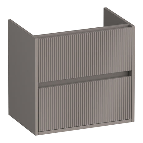 BRAUER Adore Wavy onderkast ondiep 60 met 2 softclose lades greeploos en 1 sifon uitsparing mat taupe OK-ARWO60MT