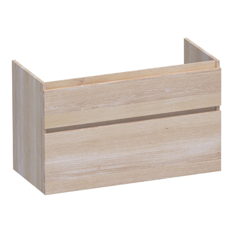 BRAUER Delight onderkast 100 met 2 softclose lades greeploos en 1 sifon uitsparing lamellen eiken wit OK-DL100LEW