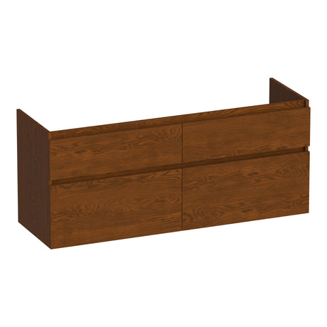 BRAUER Delight onderkast 120 met 4 softclose lades greeploos en 2 sifon uitsparingen lamellen eiken bruin OK-DL120-4LEB