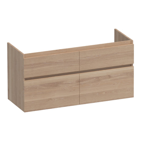 BRAUER Delight onderkast 120 met 4 softclose lades greeploos en 2 sifon uitsparingen lamellen eiken naturel OK-DL120-4LEN