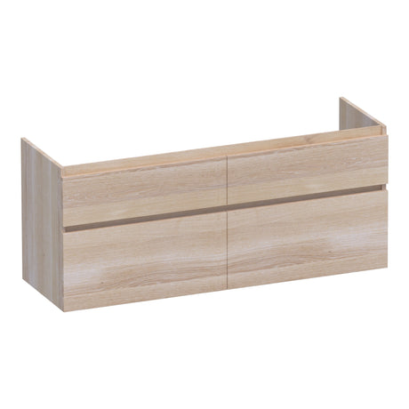 BRAUER Delight onderkast 140 met 4 softclose lades greeploos en 2 sifon uitsparingen lamellen eiken wit OK-DL140LEW