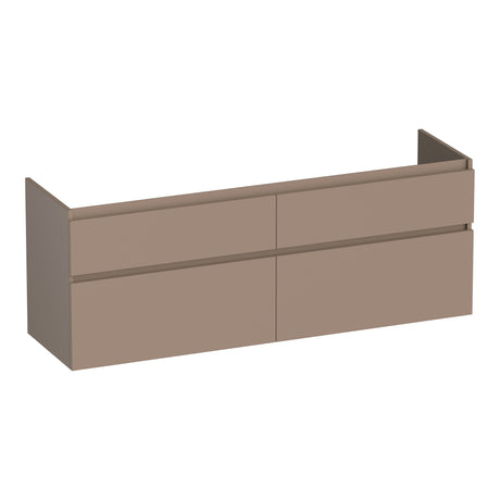 BRAUER Delight onderkast 140 met 4 softclose lades greeploos en 2 sifon uitsparingen mat mokka OK-DL140MM