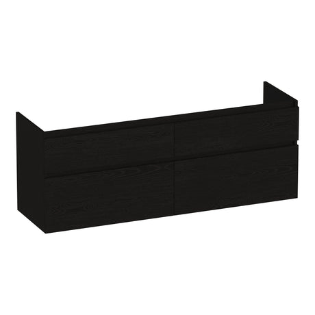 BRAUER Delight onderkast 140 met 4 softclose lades greeploos en 2 sifon uitsparingen Timber Black OK-DL140TB