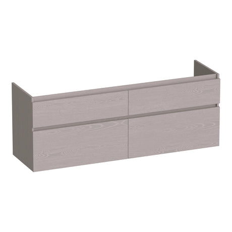 BRAUER Delight onderkast 140 met 4 softclose lades greeploos en 2 sifon uitsparingen Timber Greige OK-DL140TE