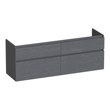 BRAUER Delight onderkast 140 met 4 softclose lades greeploos en 2 sifon uitsparingen Timber Grey OK-DL140TG