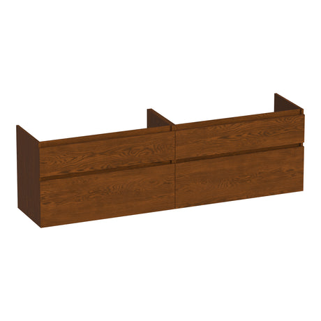 BRAUER Delight onderkast 160 met 4 softclose lades greeploos en 2 sifon uitsparingen lamellen eiken bruin OK-DL160LEB