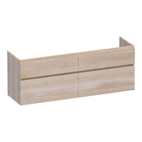 BRAUER Delight onderkast 160 met 4 softclose lades greeploos en 2 sifon uitsparingen lamellen eiken wit OK-DL160LEW