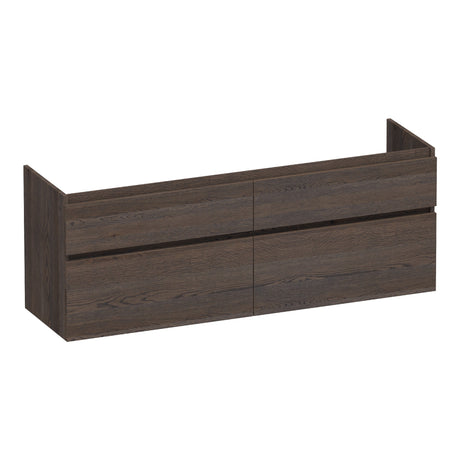 BRAUER Delight onderkast 160 met 4 softclose lades greeploos en 2 sifon uitsparingen lamellen eiken zwart OK-DL160LEZ