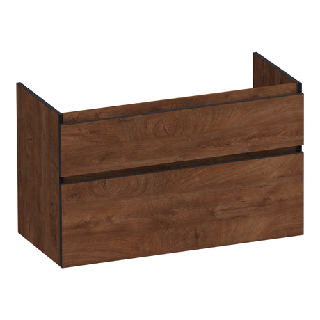 BRAUER Delight Edge onderkast 100 met 2 softclose lades greeploos en 1 sifon uitsparing Forest Cacao OK-DLE100FC
