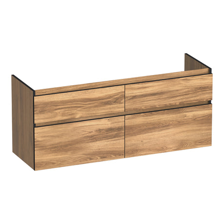 BRAUER Delight Edge onderkast 140 met 4 softclose lades greeploos en 2 sifon uitsparingen Honey OK-DLE140HO