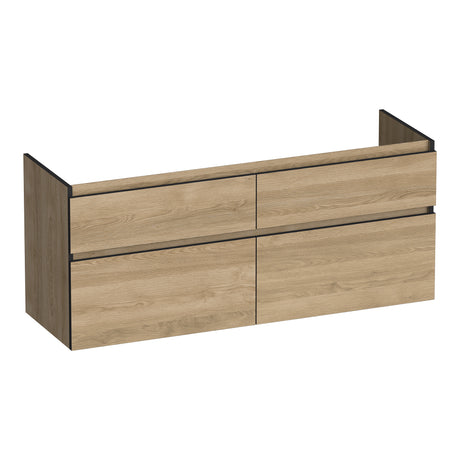 BRAUER Delight Edge onderkast 140 met 4 softclose lades greeploos en 2 sifon uitsparingen Sunlit OK-DLE140SL