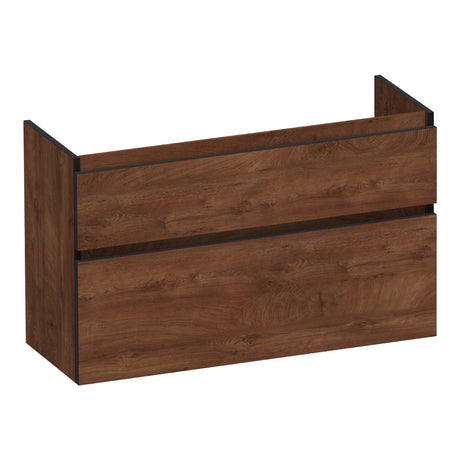 BRAUER Delight Edge onderkast ondiep 100 met 2 softclose lades greeploos en 1 sifon uitsparing Forest Cacao OK-DLEO100FC