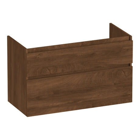 BRAUER Delight Wavy onderkast 100 met 2 softclose lades greeploos en 1 sifon uitsparing Forest Cacao OK-DLW100FC