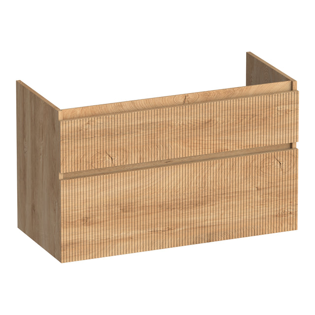 BRAUER Delight Wavy onderkast 100 met 2 softclose lades greeploos en 1 sifon uitsparing Forest Tan OK-DLW100FT