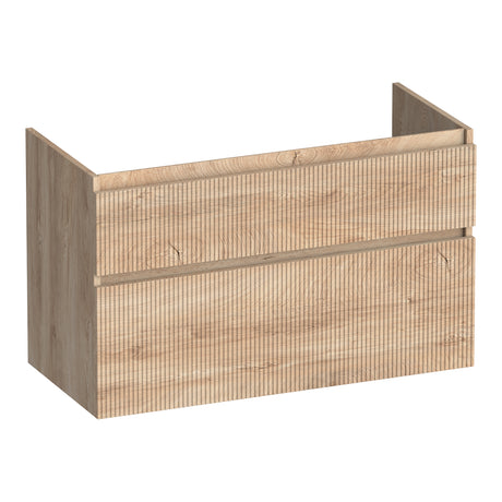 BRAUER Delight Wavy onderkast 100 met 2 softclose lades greeploos en 1 sifon uitsparing Forest Wheat OK-DLW100FW