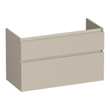 BRAUER Delight Wavy onderkast 100 met 2 softclose lades greeploos en 1 sifon uitsparing mat beige OK-DLW100MB