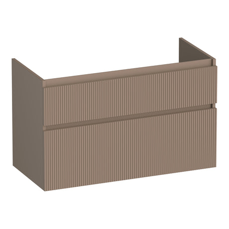 BRAUER Delight Wavy onderkast 100 met 2 softclose lades greeploos en 1 sifon uitsparing mat mokka OK-DLW100MM