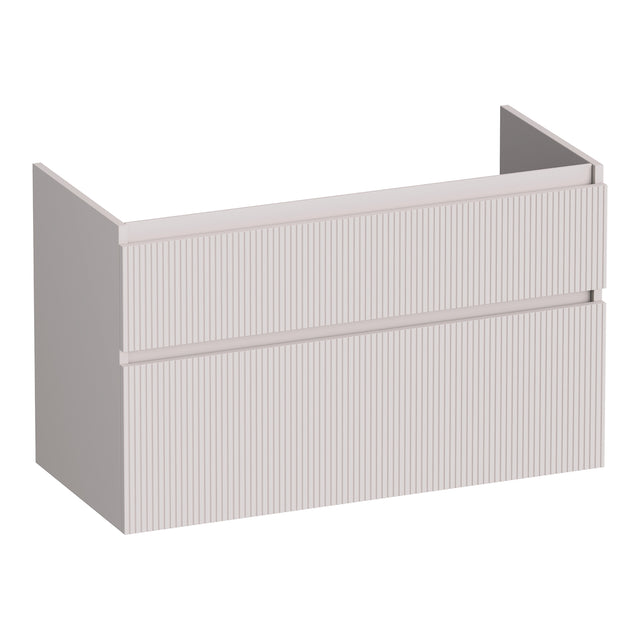 BRAUER Delight Wavy onderkast 100 met 2 softclose lades greeploos en 1 sifon uitsparing mat zand OK-DLW100MS