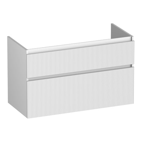 BRAUER Delight Wavy onderkast 100 met 2 softclose lades greeploos en 1 sifon uitsparing mat wit OK-DLW100MW