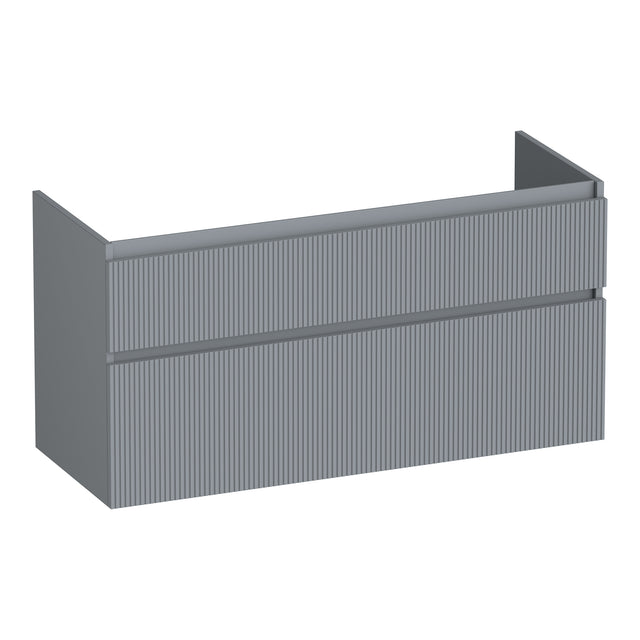 BRAUER Delight Wavy onderkast 120 met 2 softclose lades greeploos en 2 sifon uitsparingen mat grijs OK-DLW120-2MG