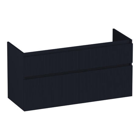 BRAUER Delight Wavy onderkast 120 met 4 softclose lades greeploos en 2 sifon uitsparingen mat zwart OK-DLW120-4MZ