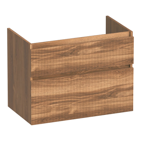 BRAUER Delight Wavy onderkast 80 met 2 softclose lades greeploos en 1 sifon uitsparing Honey OK-DLW80HO