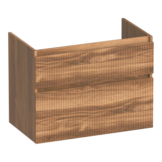 BRAUER Delight Wavy onderkast 80 met 2 softclose lades greeploos en 1 sifon uitsparing Honey OK-DLW80HO
