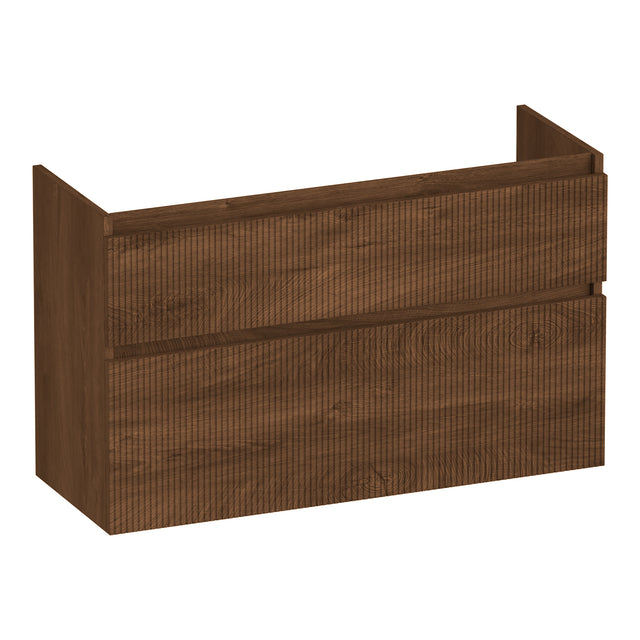 BRAUER Delight Wavy onderkast ondiep 100 met 2 softclose lades greeploos en 1 sifon uitsparing Forest Cacao OK-DLWO100FC