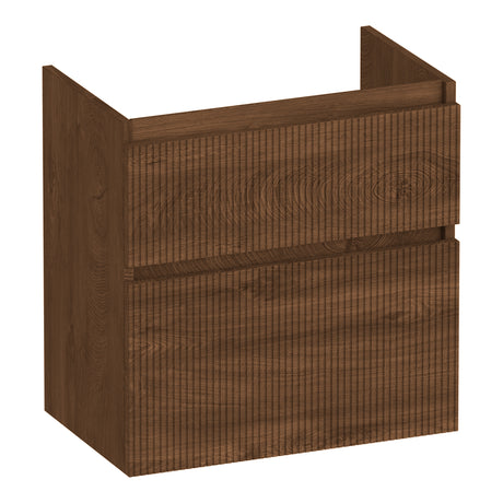 BRAUER Delight Wavy onderkast ondiep 60 met 2 softclose lades greeploos en 1 sifon uitsparing Forest Cacao OK-DLWO60FC