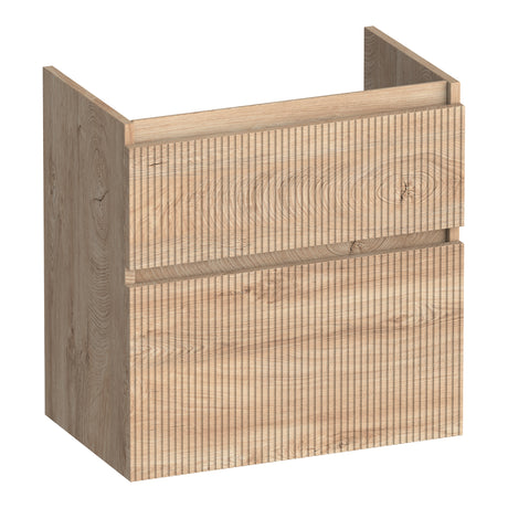 BRAUER Delight Wavy onderkast ondiep 60 met 2 softclose lades greeploos en 1 sifon uitsparing Forest Wheat OK-DLWO60FW