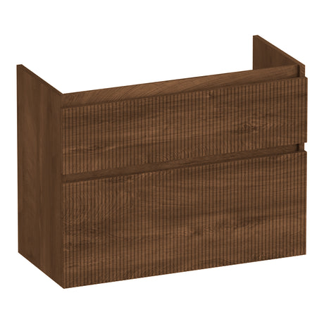 BRAUER Delight Wavy onderkast ondiep 80 met 2 softclose lades greeploos en 1 sifon uitsparing Forest Cacao OK-DLWO80FC