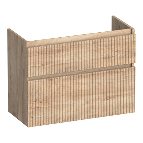 BRAUER Delight Wavy onderkast ondiep 80 met 2 softclose lades greeploos en 1 sifon uitsparing Forest Wheat OK-DLWO80FW